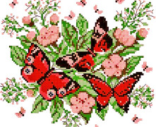 Izšūšanas shēmas ar taureņu attēliem taviem rokdarbiem. 1.daļa