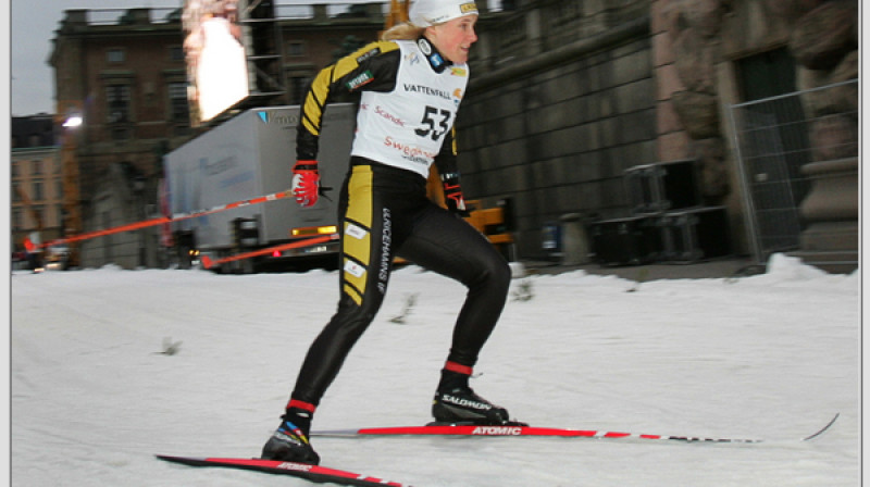 Hanna Falka. Šīsdienas uzvara un augstā septītā vieta sprintā Kūsamo vieš zviedriem cerības uz labiem rezultātiem Vankuverā arī sprintā. 
Foto Scanpix