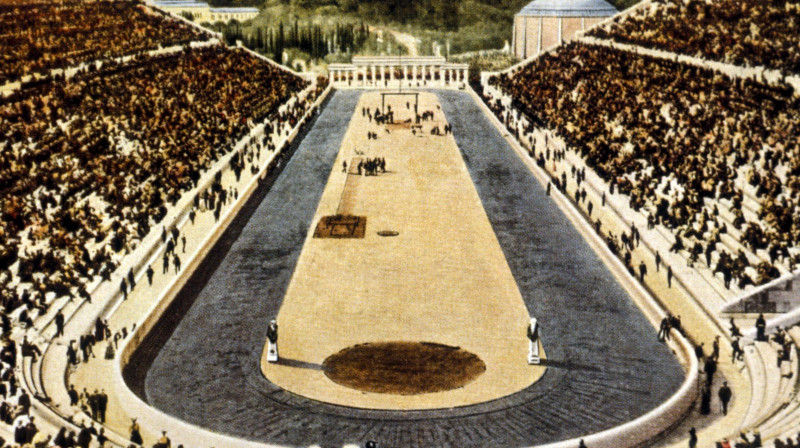 Atēnu Olimpiskais stadions, kurā notika 1896. gada spēļu sacensības
FOTO: "Scanpix"