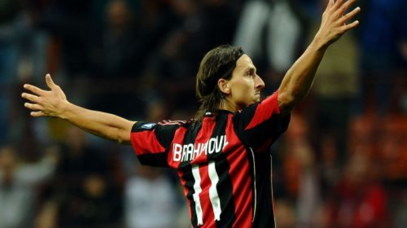 ''Milan'' uzvaras vārtu autors Zlatans Ibrahimovičs
Foto: AFP/Scanpix