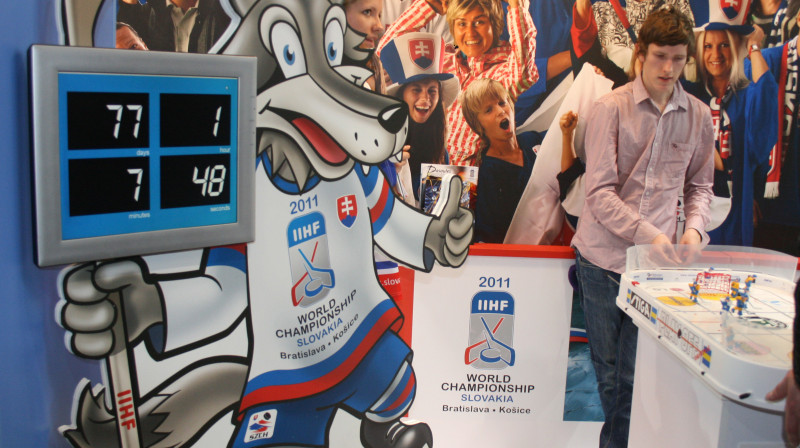 Slovākijas stends izstādē "Balttour"  veltīts hokeja čempionāta tēmai.
Foto: Ludmila Glazunova, www.sportadraugiem..lv