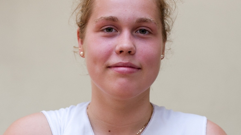 Paula Langina: 14 punktu Latvijas U20 izlases labā otrajā pārbaudes spēlē ar Krievijas komandu.
Foto: basket.lv