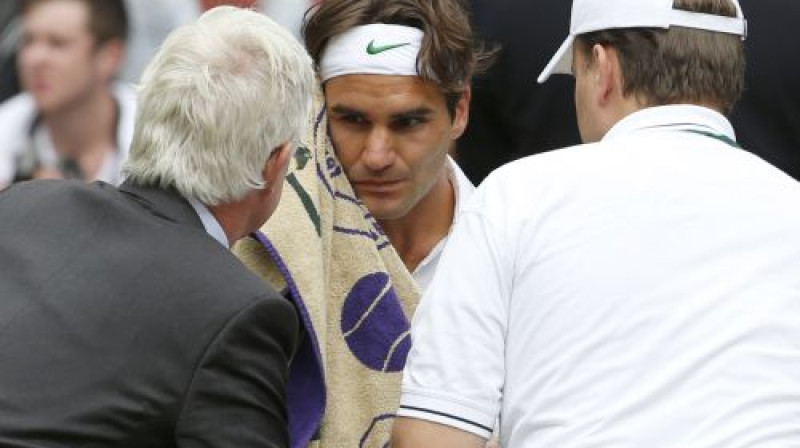 Rodžera Federera faniem šodien bija uztraukumu pilni brīži
Foto: AFP/Scanpix