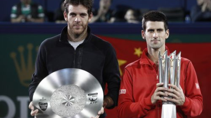 Huans Martins Del Potro un Novaks Džokovičs pēc 2013. gada Šanhajas fināla
Foto: Reuters/Scanpix