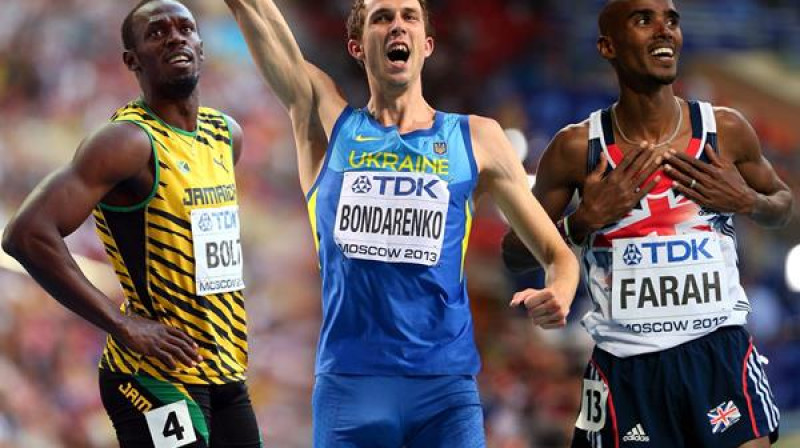 Useins Bolts, Bogdans Bondarenko, Mo Farahs
Foto: IAAF / Getty Images