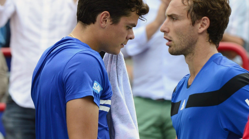 Milošs Raoničs un Ernests Gulbis pagājušā gada augustā Monreālā
Foto: AP/Scanpix