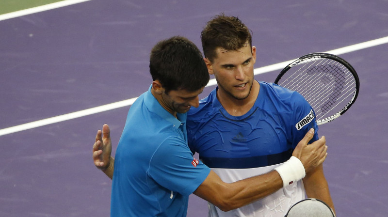 Novaks Džokovičs un Dominiks Tīms
Foto: USA Today Sports/Scanpix