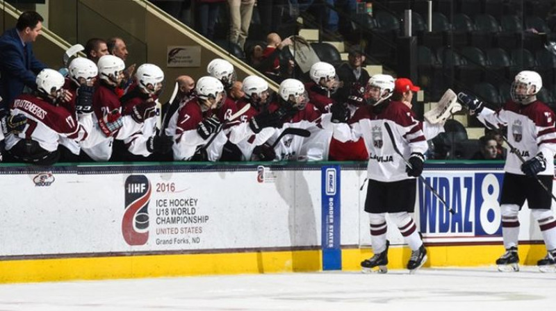 Latvijas U18 izlase
Foto: Matt Zambonin/HHOF-IIHF Images