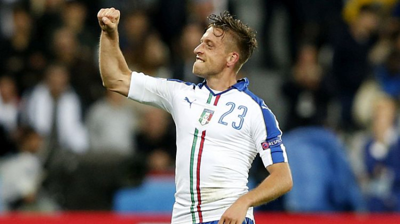 Emanuele Džakerīni pēc gūtajiem vārtiem ''Euro 2016'' pirmajā mačā pret Beļģiju
Foto: AP/Scanpix