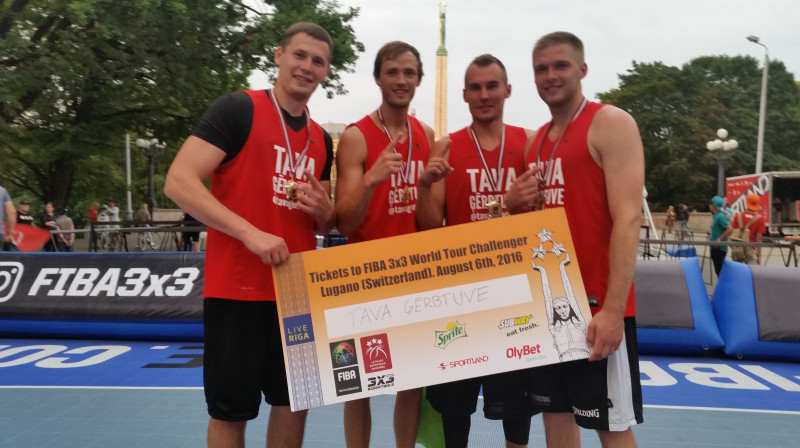 "Tava ģērbtuve": Latvijas čempioni FIBA 3x3 basketbolā PRO grupā.
Foto: Renārs Buivids