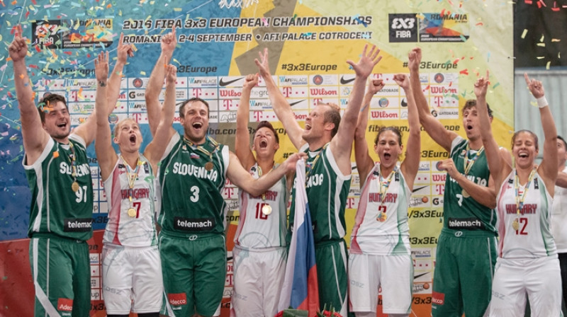 Eiropas 3x3 basketbola čempionāta zelta medaļu ieguvēji - slovēņi un ungārietes
Publicitātes foto
