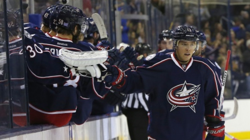 Kolumbusas "Blue Jackets" atzīmē vārtu guvumu
Foto: Sipa USA/Scanpix