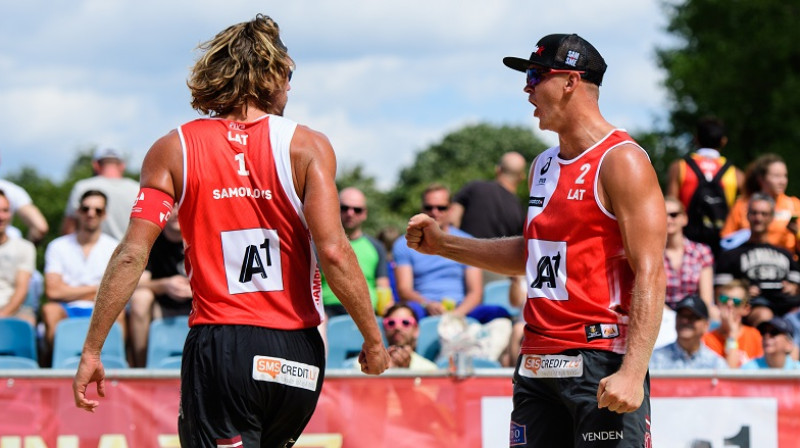 Aleksandrs Samoilovs un Jānis Šmēdiņš
Foto: FIVB