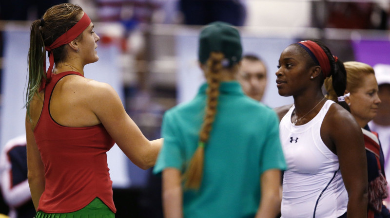 Arina Sabaļenka un Slouna Stīvensa
Foto: Reuters/Scanpix