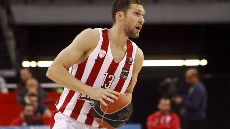 Jānis Strēlnieks 12. novembra spēlē pret Retimnonu
Foto: Olympiacos