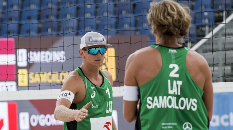 Jānis Šmēdiņš un Aleksandrs Samoilovs
Foto: FIVB