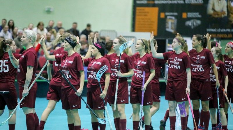 Latvijas sieviešu florbola izlase. Foto: Ritvars Raits, floorball.lv