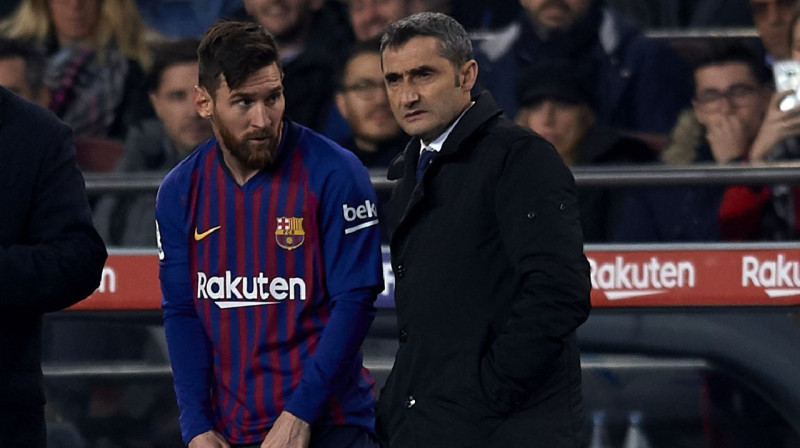 Lionels Mesi un Ernesto Valverde. Foto: Zumapress.com / Scanpix