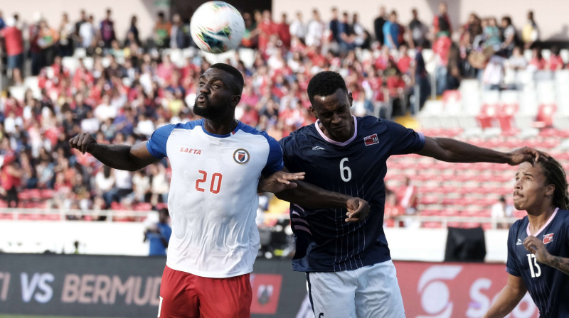 Cīņas epizode spēlē starp Haiti un Bermudu. Foto: EPA/Scanpix