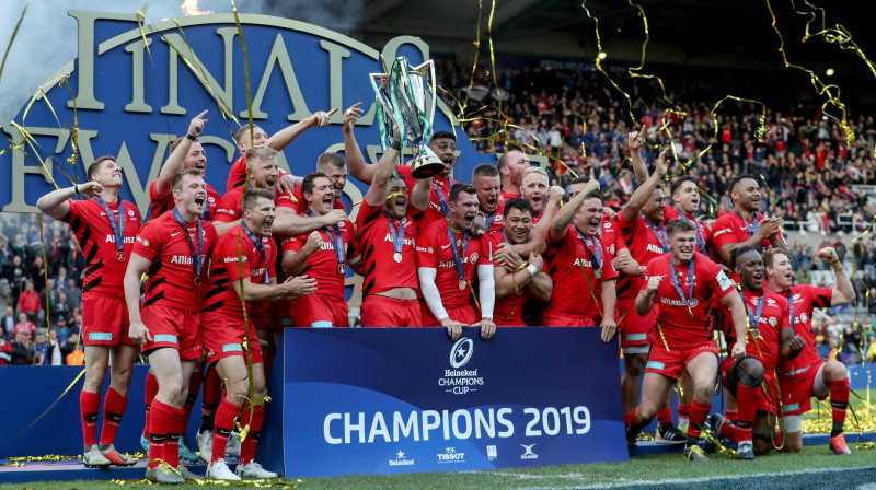 Londonas "Saracens" pēc triumfa 2018./2019. gada Čempionu kausa sezonā
Foto: imago images/Scapix