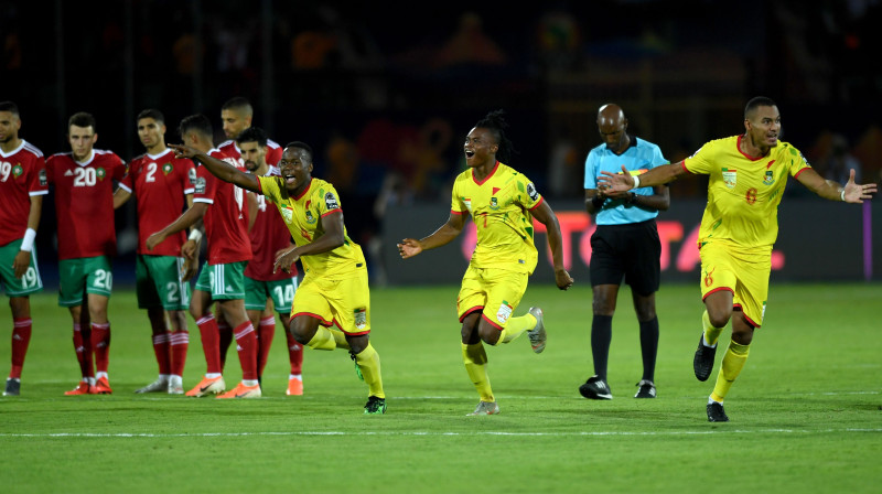 Beninas izlases futbolisti svin uzvaru astotdaļfināla mačā ar Maroku. Foto: Ozan Kose/AFP/Scanpix