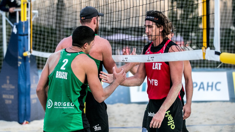 Lielajā finālā Maskavā - Latvijas pret Brazīliju. Foto: fivb.org