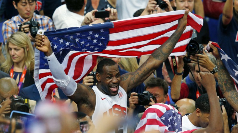 Lebrons Džeimss Londonas olimpiskajās spēlēs. Foto: Reuters / Scanpix