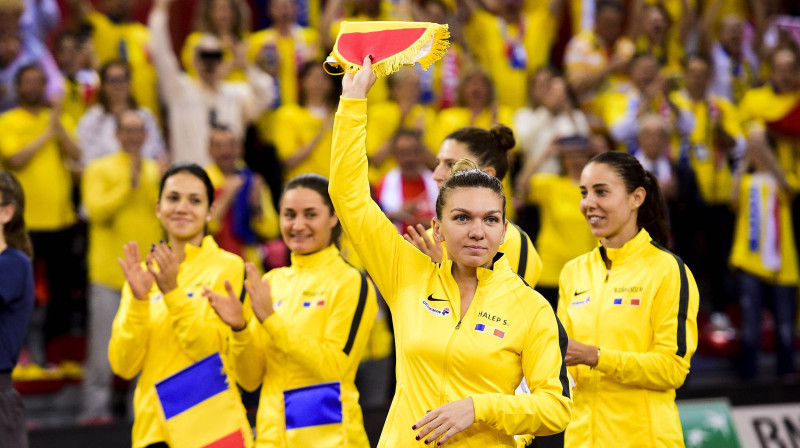 Simona Halepa Rumānijas izlases sastāvā ''Fed Cup'' spēlēs aprīlī. Foto: imago images/PanoramiC/Scanpix