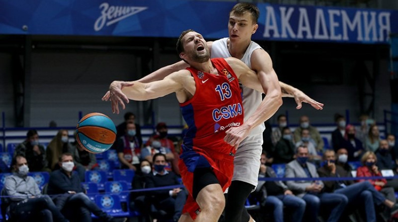 Jānis Strēlnieks spēlē pret "Avtodor". Foto: CSKA