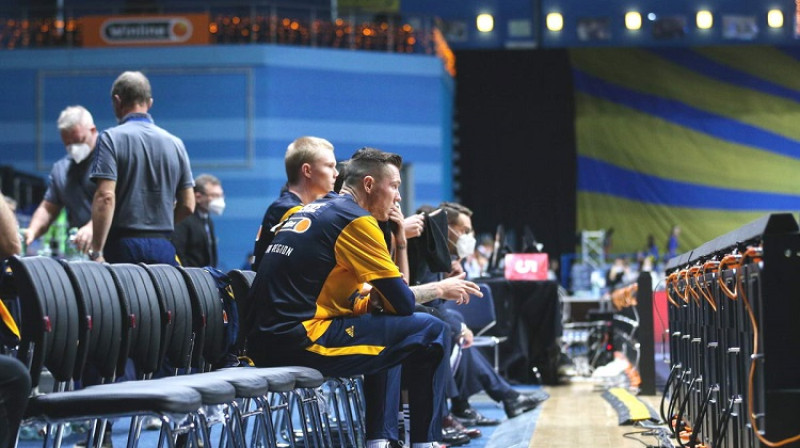 Dairis Bertāns un Himku soliņš 10. oktobra spēlē pret "Žalgiri". Foto: Himki