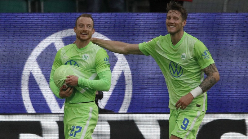 "Wolfsburg" futbolisti svin vārtu guvumu. Foto: imago images/Joachim Sielski/Scanpix