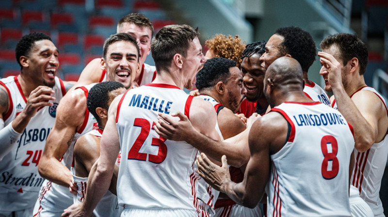 "Strasbourg" basketbolisti. Foto: Mikus Kļaviņš, VEF Rīga