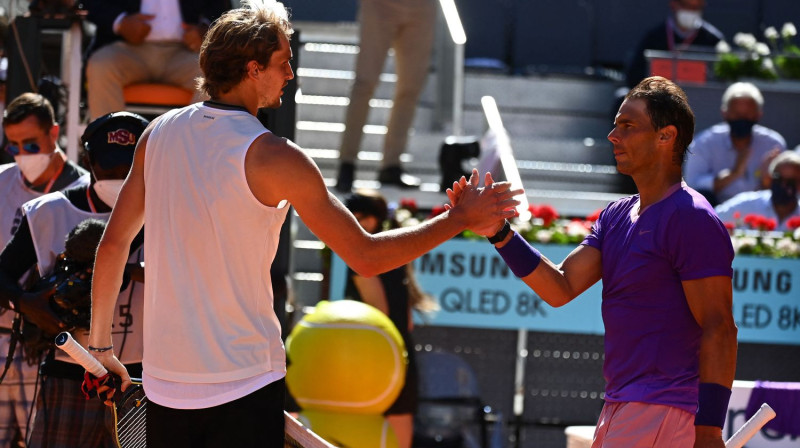 Aleksandrs Zverevs un Rafaels Nadals. Foto: AFP/Scanpix