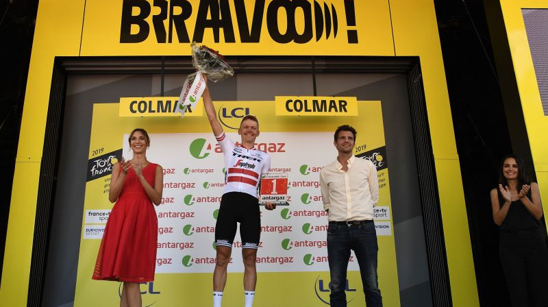 Toms Skujiņš 2019. gada "Tour de France". Foto: AFP/Scanpix