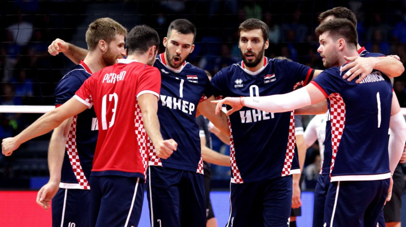 Horvātijas izlases volejbolisti. Foto: eurovolley.cev.lu