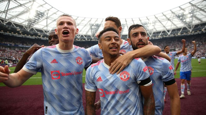 "Manchester United" svin Džesija Lingarda vārtu guvumu. Foto: Reuters/Scanpix