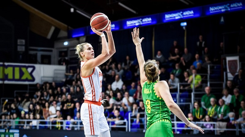 Kitija Laksa 2021. gada 21. oktobrī Šopronā. Foto: EuroLeague Women