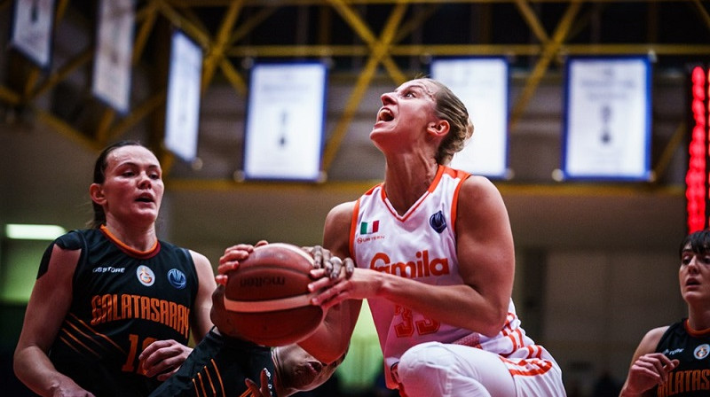 Kitija Laksa un Anete Šteinberga 2021. gada 1. decembrī. Foto: EuroLeague Women