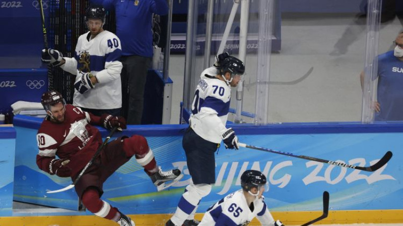 Lauris Dārziņš pret Somijas izlasi. Foto: Reuters/Scanpix