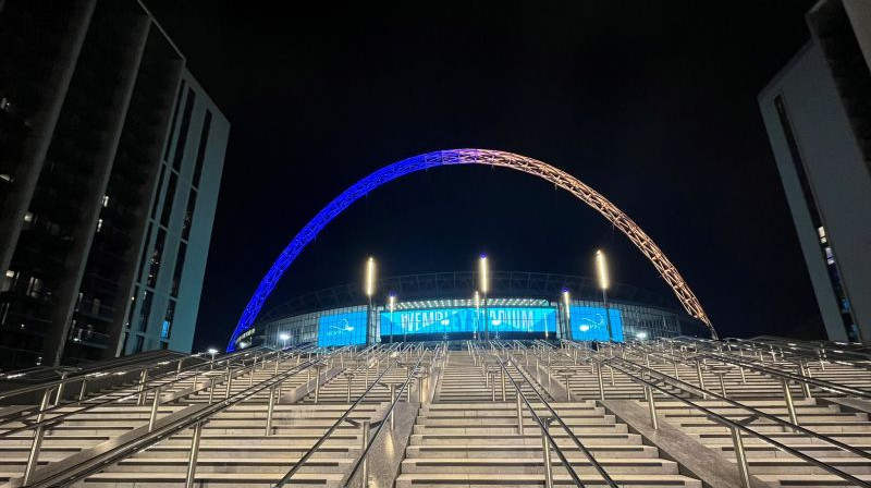 Vemblija stadions šovakar pirms Līgas kausa fināla. Foto: FA