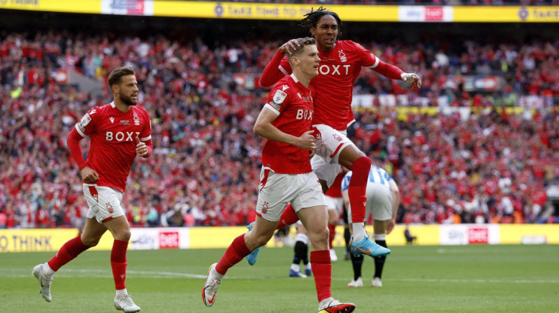 "Nottingham Forest" futbolisti svin vārtu guvumu. Foto: Andrew Couldridge/Reuters/Scanpix