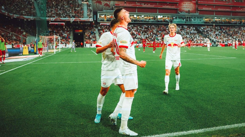 Zalcburgas "Red Bull" futbolisti svin vārtu guvumu. Foto: FC Red Bull Salzburg