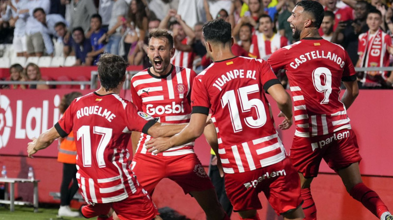 "Girona" futbolisti svin vārtu guvumu. Foto: David Borrat/EPA/Scanpix