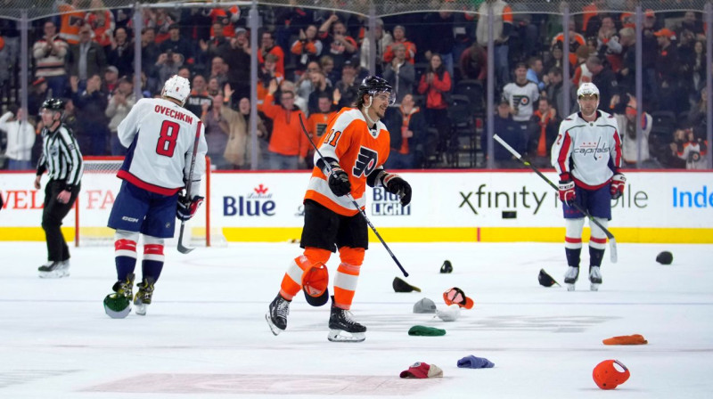 Trīs vārtu guvējs Treviss Koneknijs. Foto: Matt Slocum/AP/Scanpix