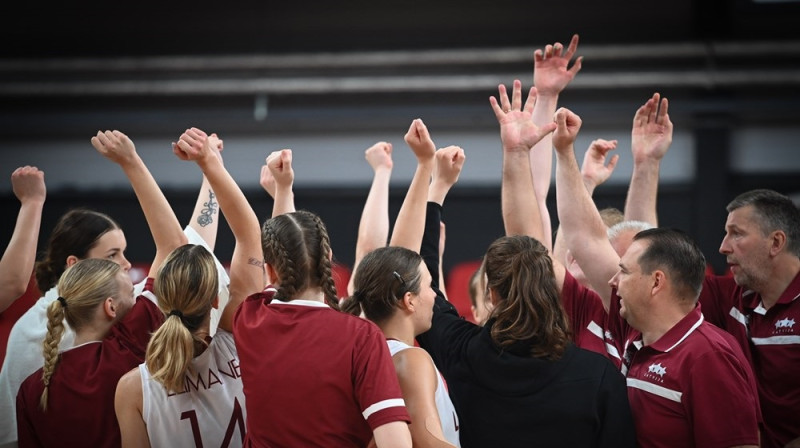 Latvijas U20 sieviešu basketbola izlase 2023. gada 2. augustā. Foto: FIBA
