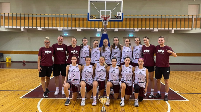 Latvijas U16 meiteņu izlase 2023. gada 20. jūlijā. Foto: FIBA