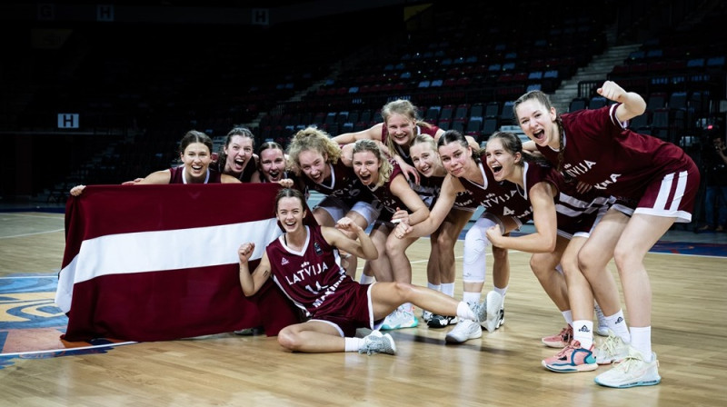 Latvijas U20 basketbolistes 2023. gada 5. augustā. Foto: FIBA