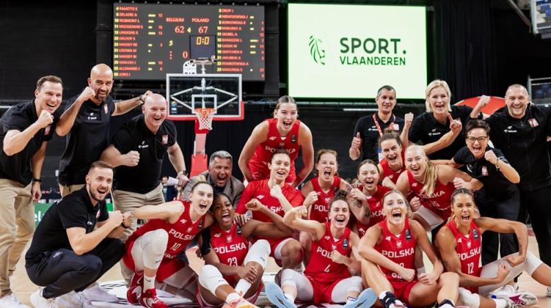 Polijas basketbolistes 2023. gada 8. novembrī Antverpenē. Foto: EuroBasket Women
