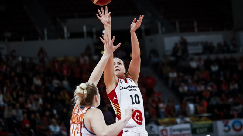 Aleksa Gulbe 2023. gada 22. novembrī. Foto: EuroLeague Women