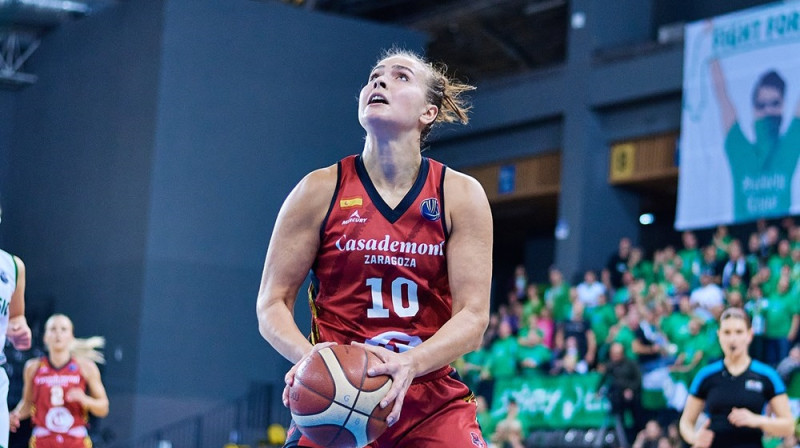 Aleksa Gulbe 2023. gada 6. decembrī. Foto: EuroLeague Women